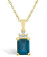 ფოტო #1 პროდუქტის London Blue Topaz (2 Ct. T.W.) and Diamond (1/10 Ct. T.W.) Pendant Necklace in 14K Yellow Gold