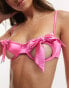 Фото #2 товара ASOS DESIGN Lilie satin bow underwired bra with cut-outs in pink