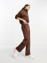 Фото #4 товара Threadbare Petite Maddy panelled joggers with poppers co-ord in chocolate brown