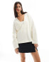 ASOS DESIGN supersoft clean plunge v neck jumper in white