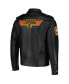 ფოტო #2 პროდუქტის Men's Snoopy Black Peanuts Graphic Biker Full-Zip Jacket