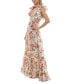 Juniors' Floral-Print Strappy-Back Ruffled Gown