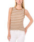 ფოტო #1 პროდუქტის Women's Pointelle Stripe Crewneck Sleeveless Sweater