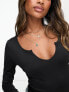 Фото #3 товара Threadbare super stretch notch neck long sleeve bodysuit in black