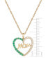 Фото #3 товара Macy's lab-Grown Emerald (5/8 ct. t.w.) & Lab-Grown White Sapphire (1/10 ct. t.w.) Mama 18" Pendant Necklace in 10k Gold