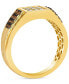 ფოტო #4 პროდუქტის Chocolatier® Men's Chocolate Diamond (1/3 ct. t.w.) & Vanilla Diamond (1/3 ct. t.w.) Cluster Ring in 14k Gold