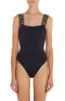 Фото #1 товара Versace 298359 Greca Strap One-Piece Swimsuit in A1008 Black Size 5