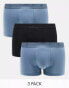 Фото #1 товара Tommy Hilfiger everyday luxe 3 pack trunks in blue/black