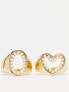 Pieces 2 pack rings with pearls in gold