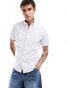 Фото #1 товара Abercrombie & Fitch short sleeve elevated icon logo oxford shirt in light blue