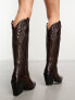 Bronx New Kole western knee boots in chocolate brown leather