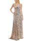 Women's Sequin Embellished Rosette Sleeveless Gown