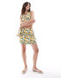 Abercrombie & Fitch co-ord linen blend skort in lemon print Zitronenmuster, 2XS - EU 32 - фото #1