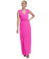 Фото #1 товара Платье без рукавов с V-образным вырезом и узлом на боку DKNY для женщин