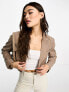 Фото #2 товара Stradivarius cropped linen blazer in taupe