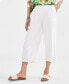 ფოტო #1 პროდუქტის Women's Linen Blend Smocked-Waist Cropped Pants, Created for Macy's