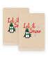 Christmas Let It Snow Embroidered Luxury 100% Turkish Cotton Hand Towels, 2 Piece Set