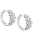 ფოტო #5 პროდუქტის EFFY® Diamond Cluster Hoop Earrings (1 ct. t.w.) in 14k White Gold (Also available in in 14k Two-Tone Gold)
