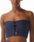 ფოტო #1 პროდუქტის Women's Textured Bandeau Bikini Crop Top