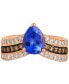 ფოტო #5 პროდუქტის Blueberry Tanzanite (1-1/2 ct. t.w.) & Diamond (3/4 ct. t.w.) V Ring in 14k Rose Gold