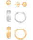 ფოტო #1 პროდუქტის 3-Pc. Set Stud & Huggie Hoop Earrings in Sterling Silver & 14k Gold-Plate