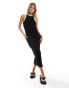 Фото #1 товара Mango tipped edge midi dress in black