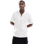 Jack & Jones Premium textured zip through polo in white