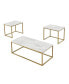 Faux Marble Coffee Table Set, White Gold