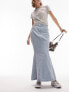 Фото #4 товара Topshop Petite highwaist denim fishtail skirt in bleach