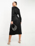 Y.A.S satin wrap maxi dress in black 2XL - фото #7