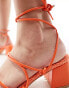 Public Desire Idris mid heeled sandal with ankle ties in orange