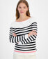 ფოტო #3 პროდუქტის Women's Striped Long-Sleeve Sweater