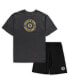 ფოტო #1 პროდუქტის Men's Black, Heathered Charcoal Boston Bruins Big and Tall T-shirt and Shorts Sleep Set