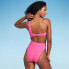 Фото #3 товара Women's Ribbed One Shoulder Cut Out One Piece Swimsuit - Shade & Shore Hot Pink