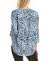 Jones New York Printed Pleat Front Top Women's Blue Xs