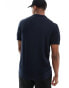 Selected Homme knitted button up polo in navy colour block