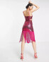 Фото #2 товара Collective the Label exclusive cut-out sequin fringe dress in hot pink