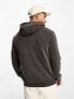 EA7 soft touch logo hoodie in dark brown