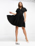 Фото #2 товара Closet London Tall wrap front pleated midi skater dress in black