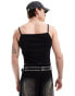 COLLUSION square cut muscle festival vest in black