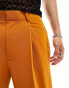 ASOS DESIGN wide leg smart trousers in burnt orange with front pockets