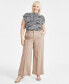 Фото #6 товара Trendy Plus Size High-Rise Wide-Leg Ponté-Knit Pants, Created for Macy's