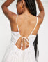 Фото #6 товара Topshop tall Broderie tiered mini beach dress in white