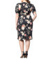 Women's Plus Size Eden Midi Faux Wrap Dress with Draped Sleeves Midnight meadow print, 5x - фото #4