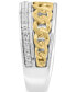 ფოტო #3 პროდუქტის EFFY® Men's White Sapphire Chain Link Ring (1/2 ct. t.w.) in Sterling Silver and 14k Gold-Plate