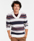 ფოტო #1 პროდუქტის Men's Blanket Stripe Shawl Sweater, Created for Macy's
