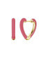 ფოტო #1 პროდუქტის Children's 14k Gold Plated with Magenta-Red Enamel Inlay Heart Hoop Earrings