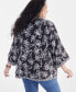 Plus Size Linen Blend Reversible Kimono, Created for Macy's Iris Dreams Black, 1X - фото #4