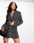 Фото #2 товара The Frolic boucle diamante button co-ord blazer in black and white