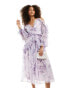 ASOS DESIGN ruffle off shoulder midi dress in lilac floral print lila Blumenprint, 32 - фото #4